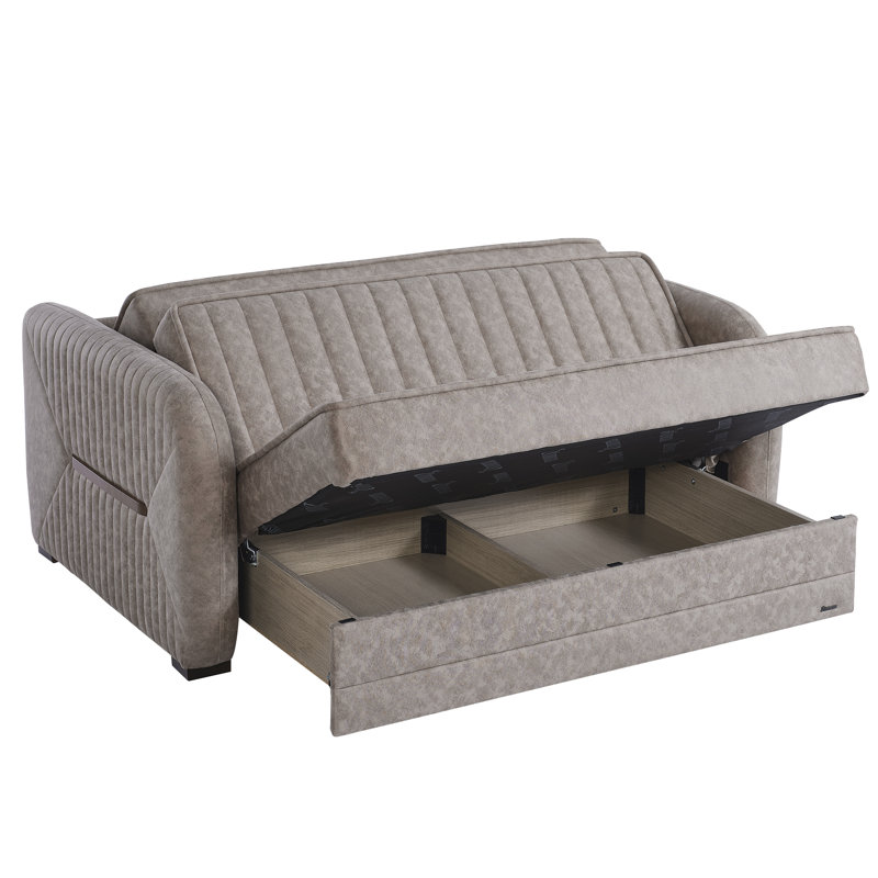Canapé-lit 2 places 3 en 1 Annali, Microfibre beige