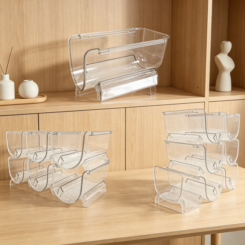 Rangement de porte-bouteilles empilable - 6 porte-bouteilles en plastique pour le comptoir de la cuisine, le réfrigérateur, l'armoire et le garde-manger