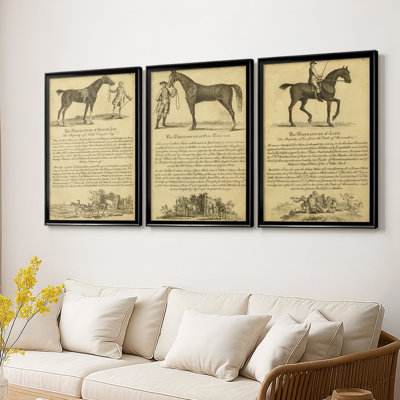 Horse Portraiture I  -Custom Framed  Wrapped Gallery Canvas - 3 Pieces