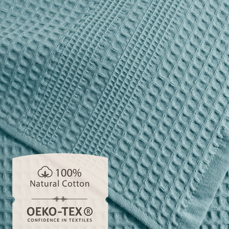 Waffle Bath Sheet – Extra Large, 100% Natural Cotton Super Absorbent & Quick Drying, Classic Style, Seafoam