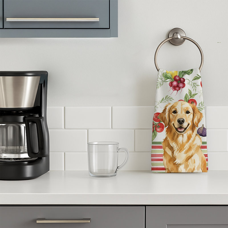 Golden Retriever Vegetables Kitchen Towel, Golden Retriever