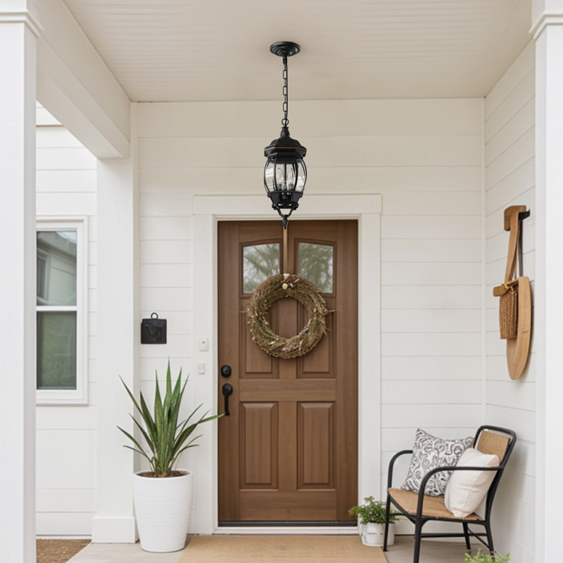 Vintage Hanging Lantern Bronze 18" Outdoor Pendant Light with Adjustable Chain, Waterproof Lighting Fixture for Porch, Entryway, Patio, Garden