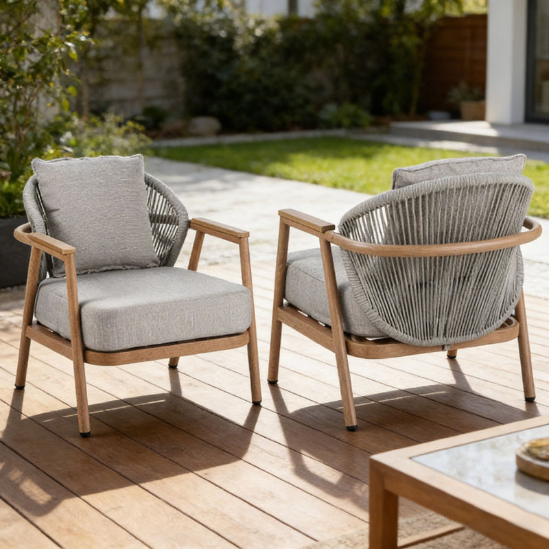 Outdoor Rope Club Chair, Gray-QT2