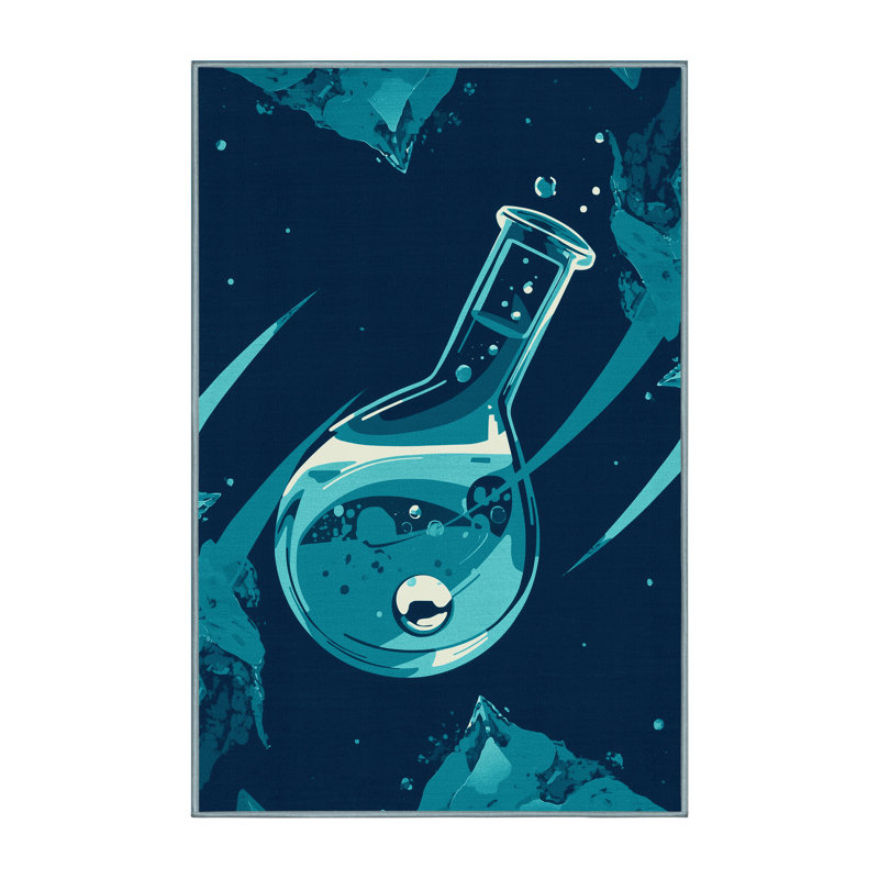 Tapis vert et moderne lavable à la machine Patrizius Chemistry Flask - Reliure bleu ciel, 8x12