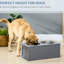 Support à bols gris pour animaux 23,6 "x 11,8" 9,4 ", avec bols en acier inoxydable, pour nourriture moyenne pour chiens