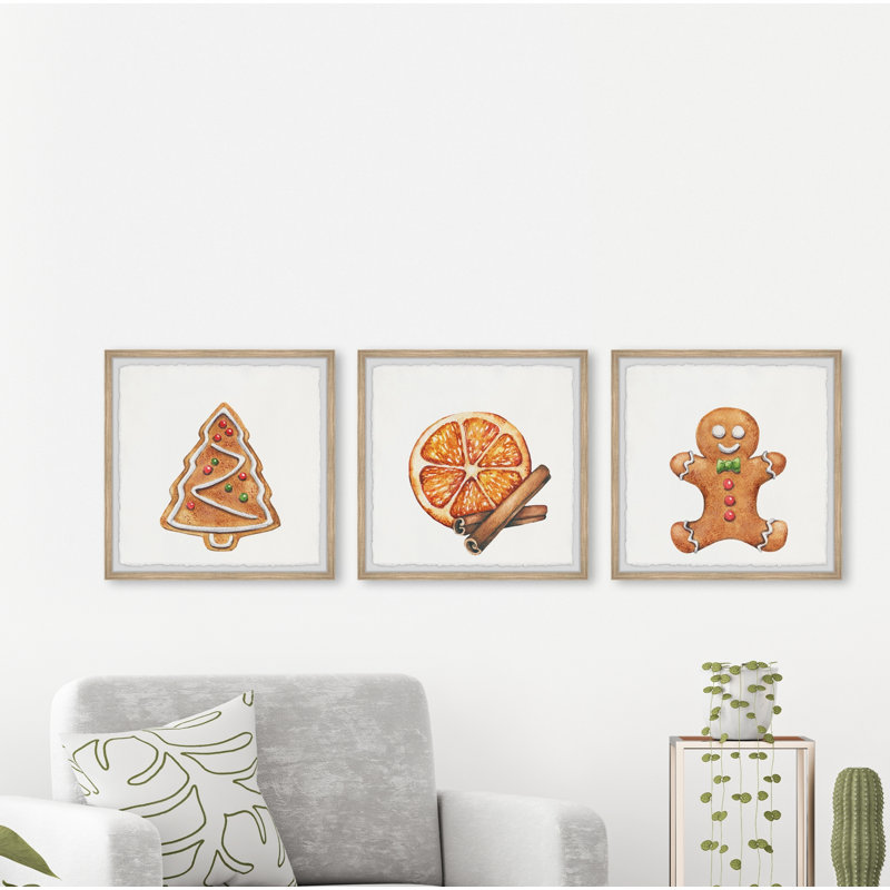Chan Best Christmas Cookies 3 Piece Single Picture Frame Painting Set, 30cm H x 91cm W x 3.81cm D