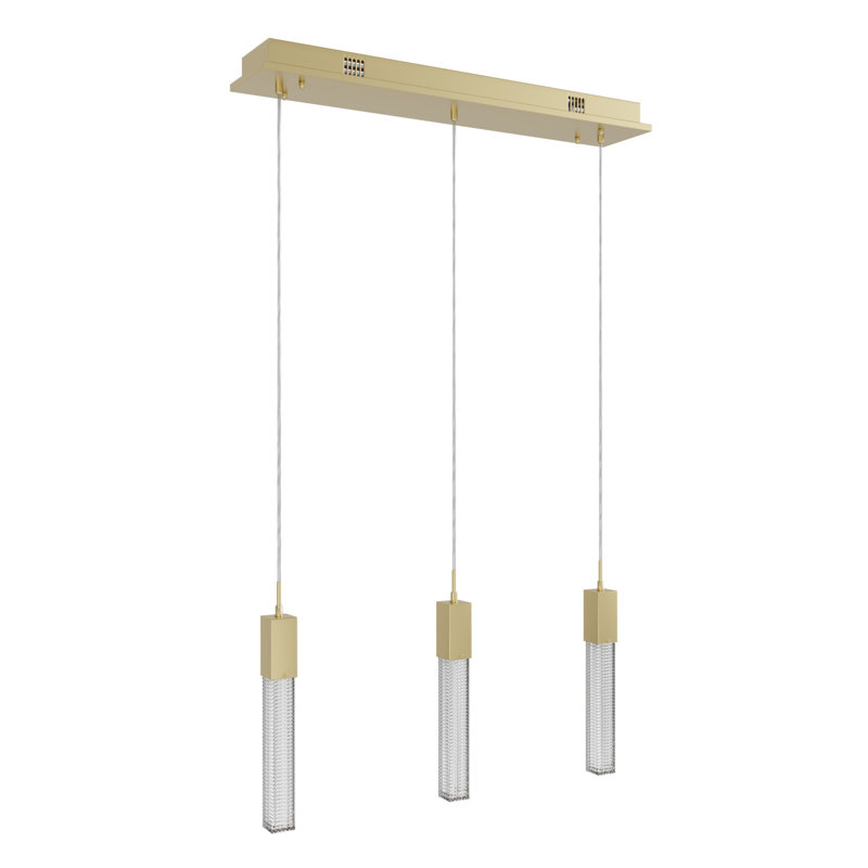 Boa Collection 3 Light Studded Glass Multi Port Pendant, Antique Brass