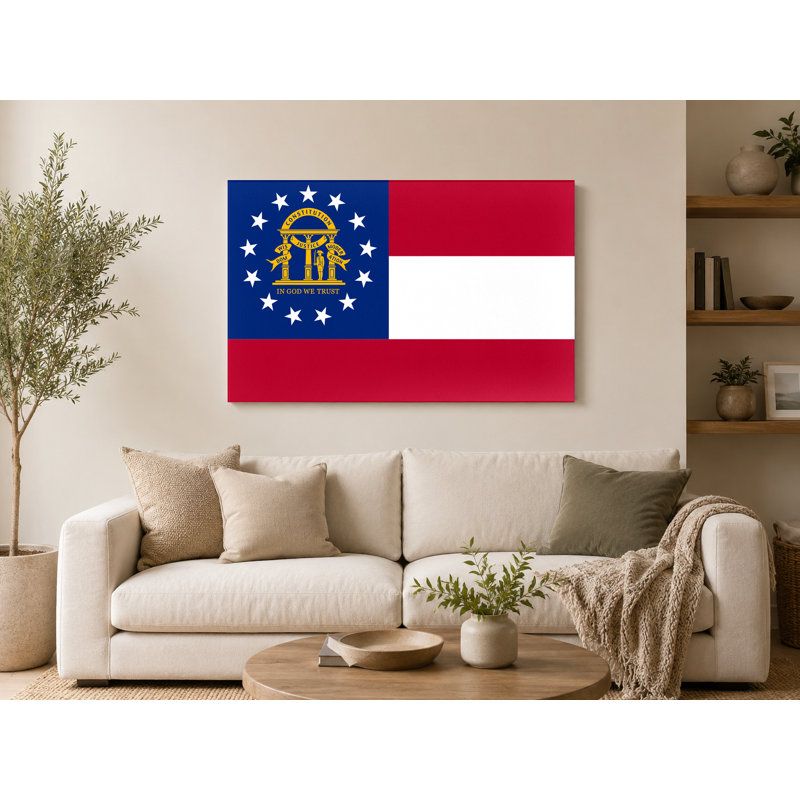 Georgia State Flag - paysage, art mural sur toile, L 14 po x H 11 po