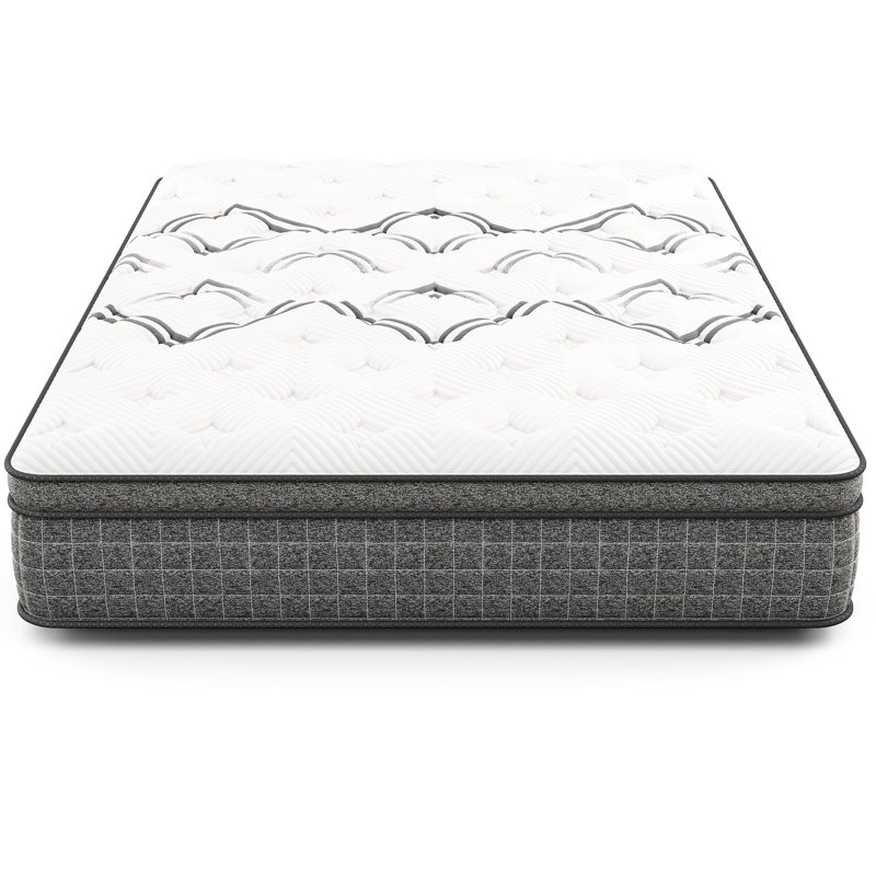 Lit très grand en cuivre, 12,5 po, blanc, matelas à sensation moyenne, confort moyen,