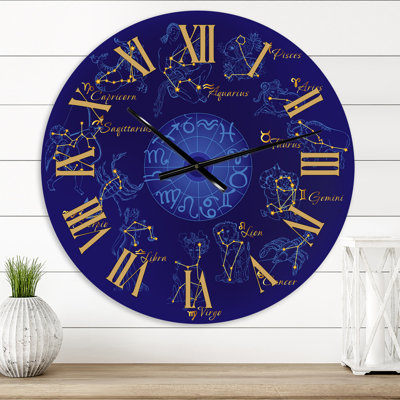 Zodiaque avec constellations et signes du zodiaque - Horloge murale moderne