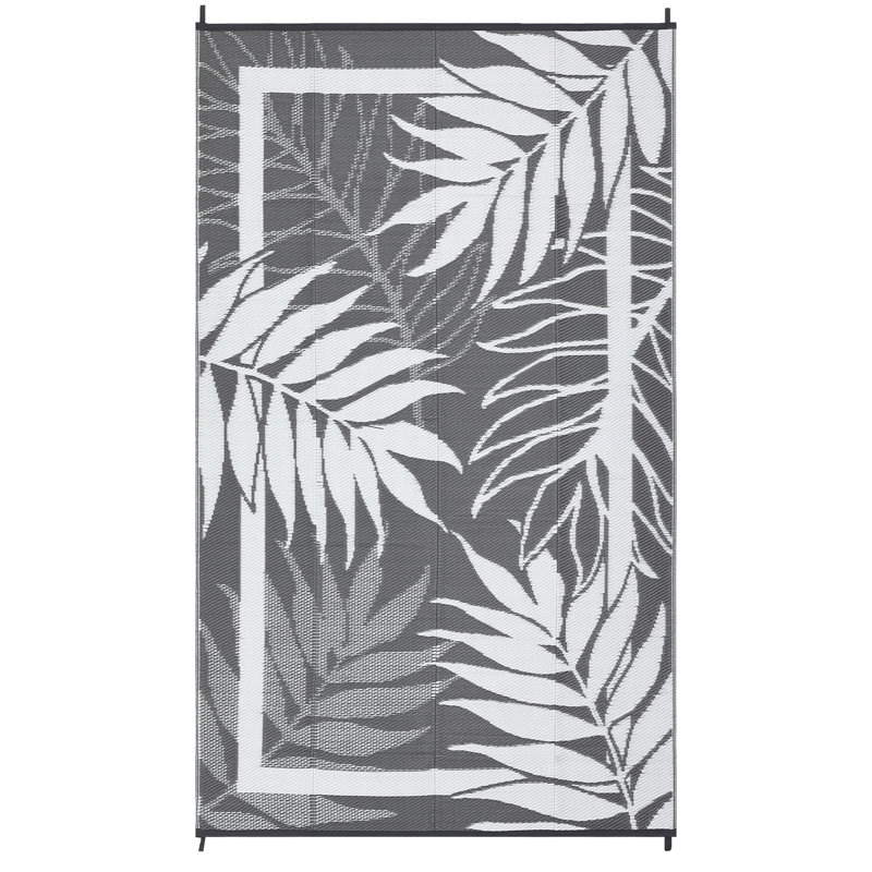 Outdoor Plastic Mat for Patio & Garden Modern Decorative Area Rug Portable Durable for Deck Backyard Porch RV & Camping, Gray
