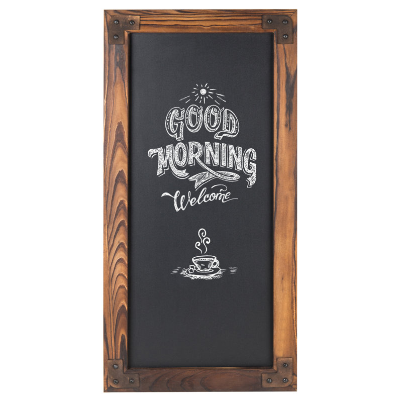 Small Wall Mounted Solid Wood Frame Chalkboard, Brown Wood