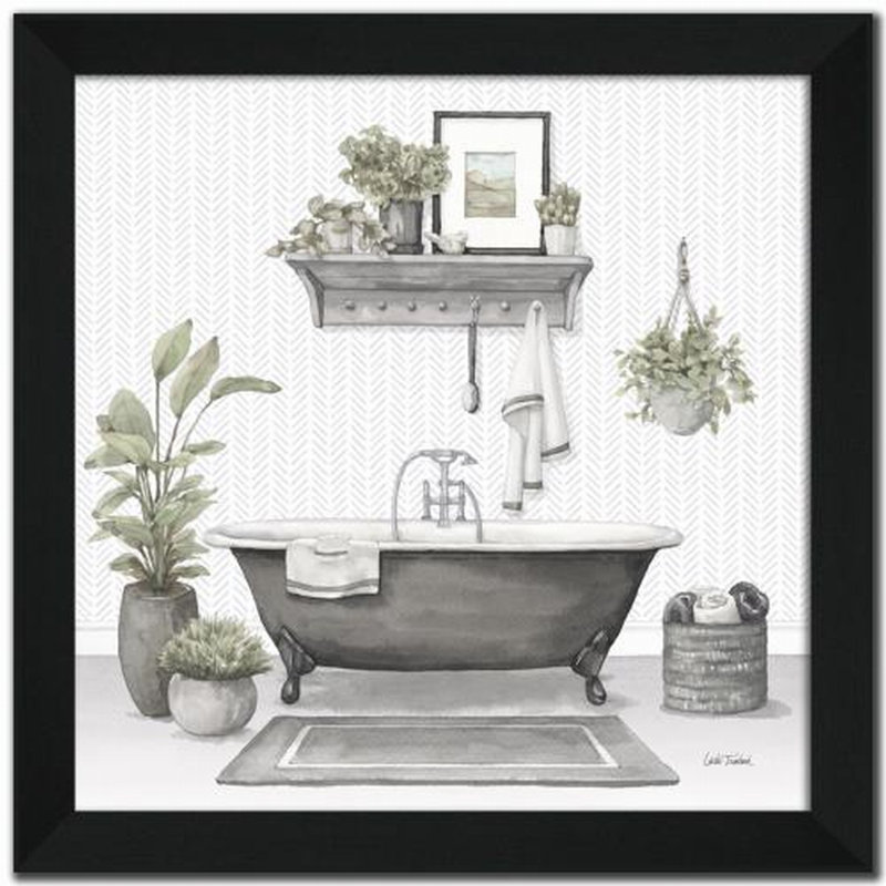 «Serene Bath II», art mural gris encadré
