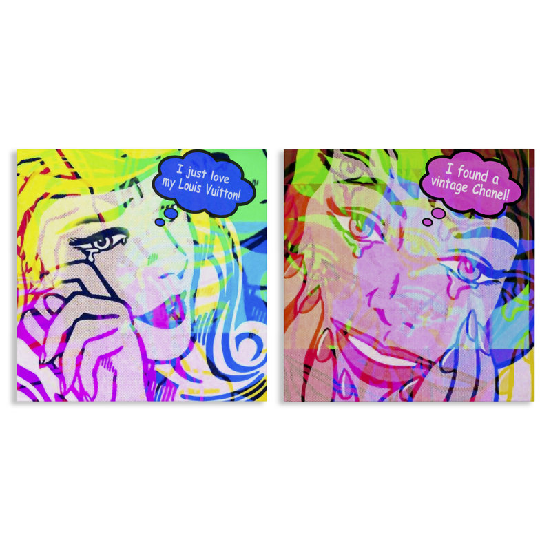  «Crying Comic Fashionistas», ensemble d'art mural sur toile 2 pièces par Graffi * Tee Studios, H 24 po x l 24 po