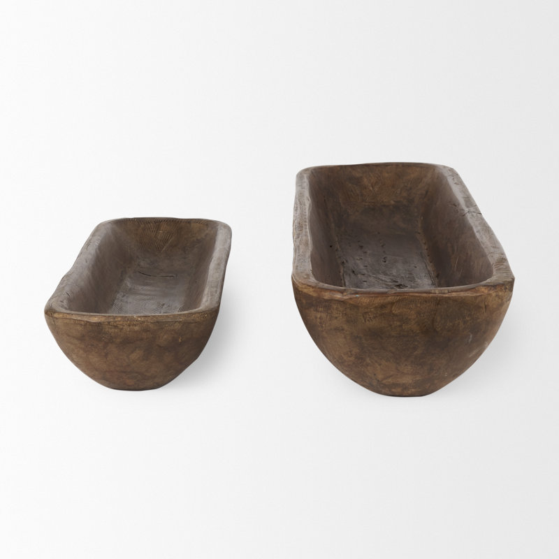 Plateau en bois massif Moores - ensemble de 2, Brun