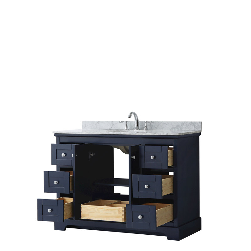 Ensemble de meuble-lavabo simple 48 po Avery, Bleu foncé, Chrome poli