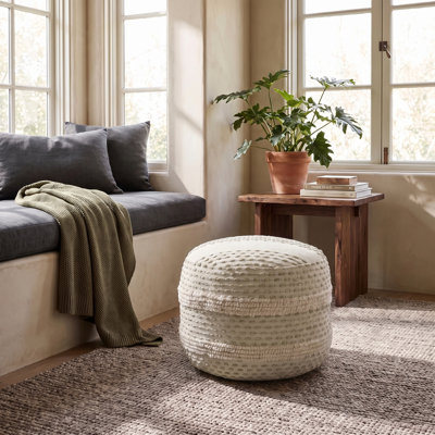 Lebo Handmade Farmhouse Striped Round Indoor Pouf Ottoman