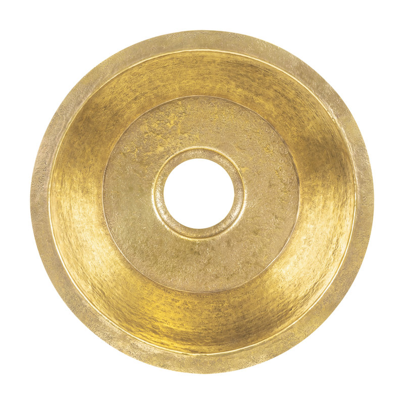 Évier de préparation en cuivre rond 16 po en nickel Terra Ferma avec drain de 3,5 po, Laiton