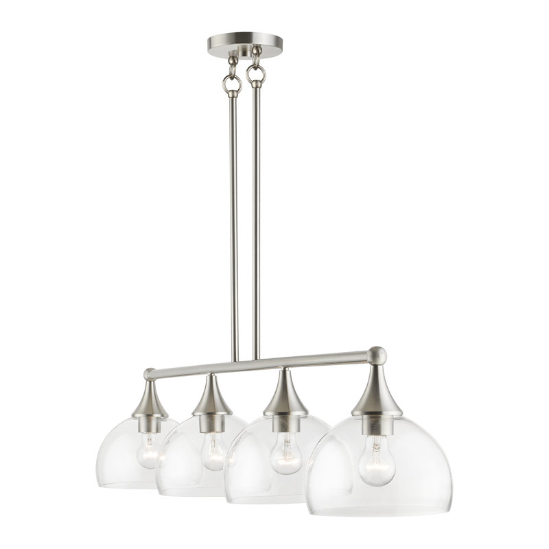 Gorsuch 4 - Light Dimmable Kitchen Island Linear Chandelier, Brushed Nickel