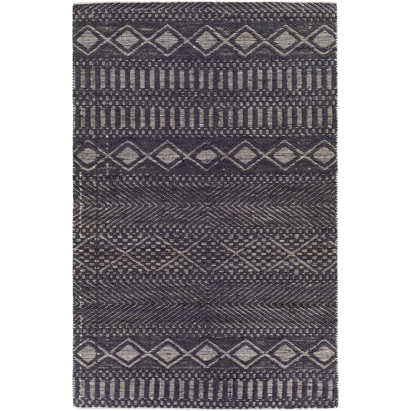 Tapis gris anthracite en laine tissé à la main Colin, Rectangle 8 pi x 10 pi