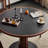 Walnut&Black Round Sintered Stone Dining table-1406422843