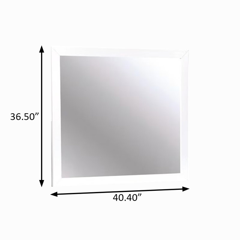 Miroir 40,5 po Mid-Century, Blanc