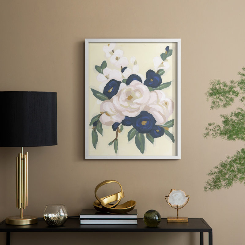 «Garden Party Bouquet I», reproduction encadrée - bois massif, H 15 po x l 12 po, Blanc