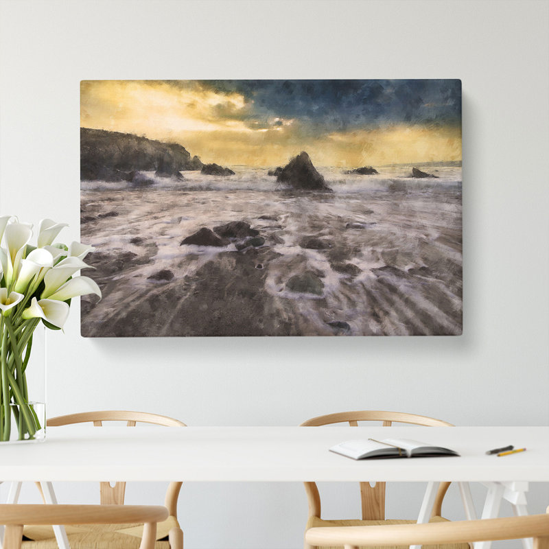Beach and Rocks - Wrapped Canvas Paining - Wrapped Canvas, 50cm H x 76cm W x 3cm D