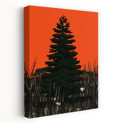 Arbre au crépuscule, paysage audacieux de pin