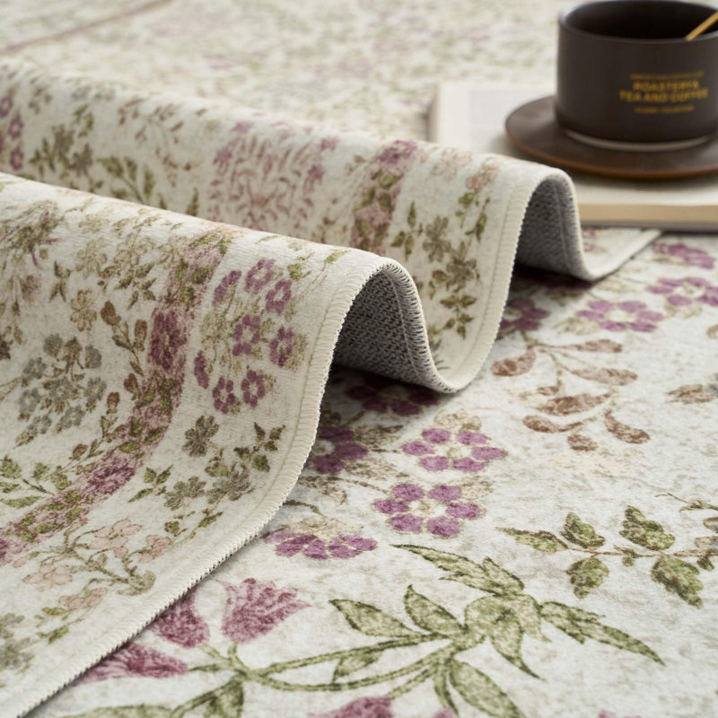 Floral Machine Washable Area Rug, Runner 3' x 8'