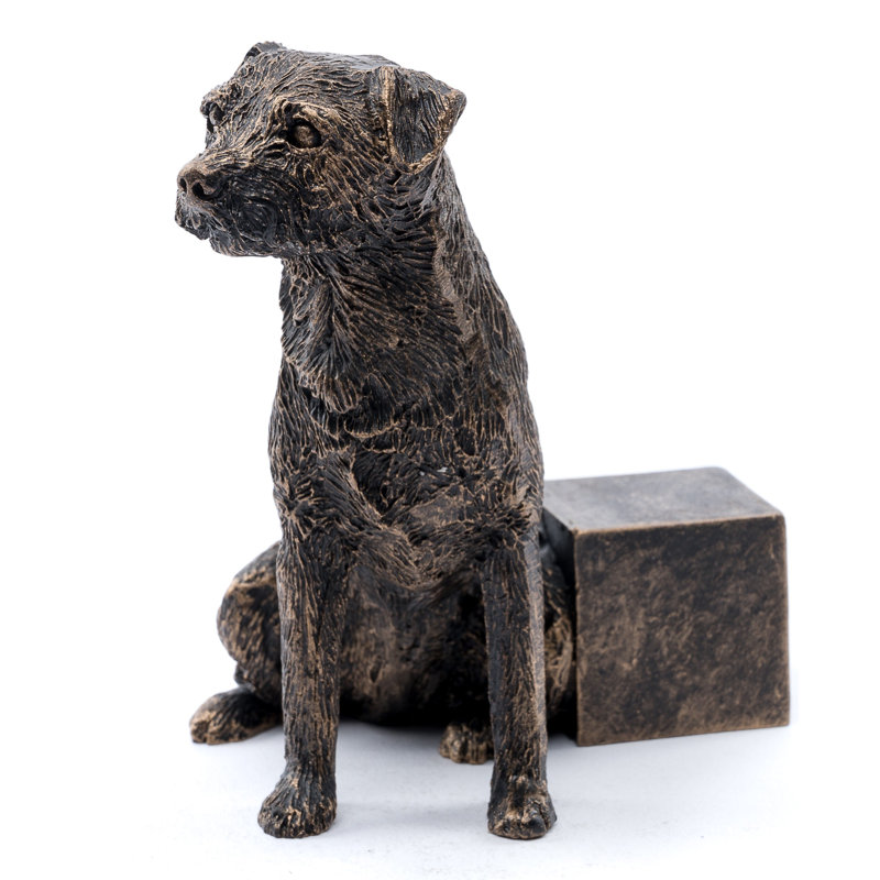 Pieds de jardinière Border Terrier couleur bronze dans une boîte cadeau