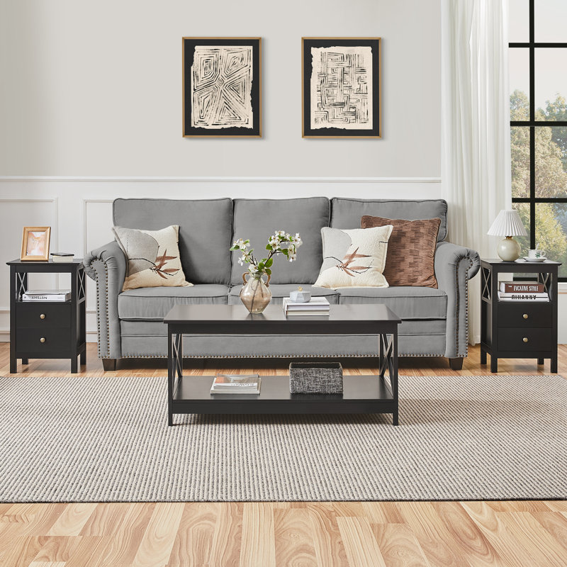 40cm W Bedside Table, Black