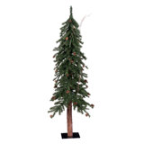 Alpine Tree With Pine Cones & Vine 4' H Artificial Pine Christmas Tree