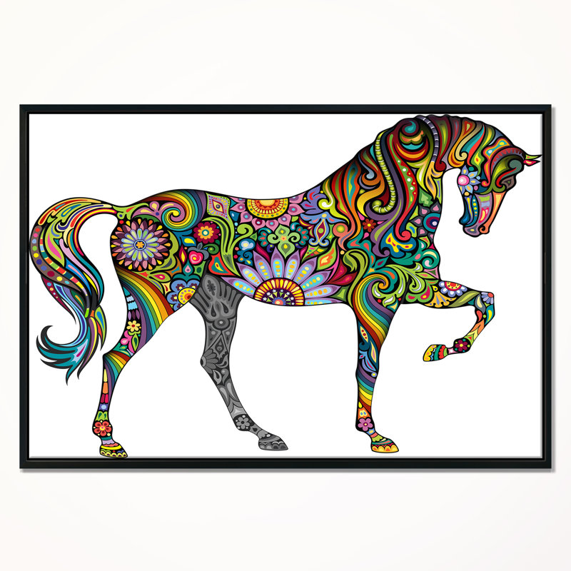 « joyeuse cheval », impression, H 16 po x l 32 po x P 1 po, Toile avec cadre flottant