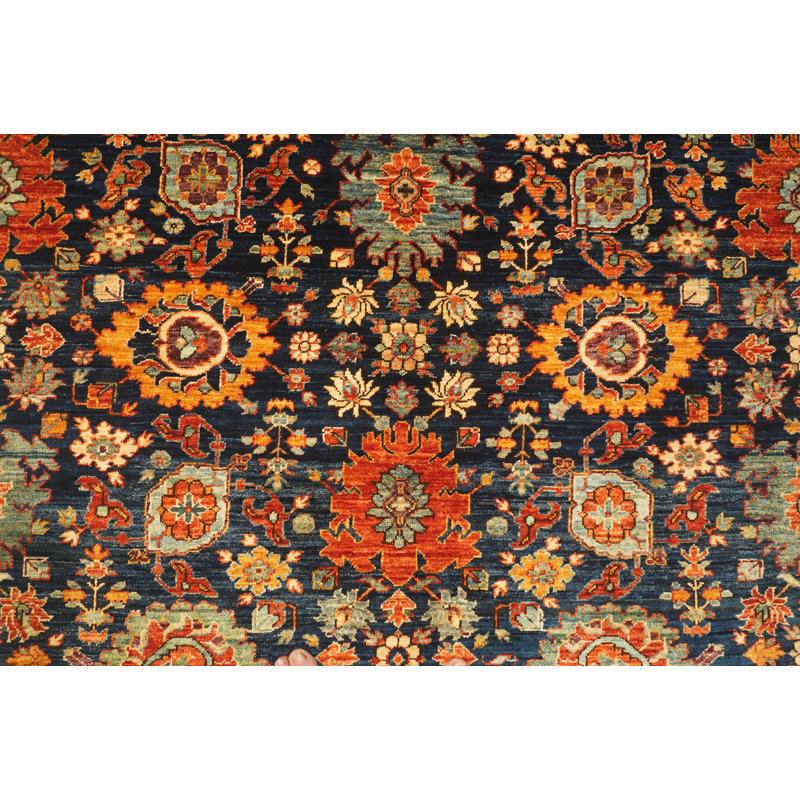 Hand-Knotted High-Quality Blue Square Area Rug