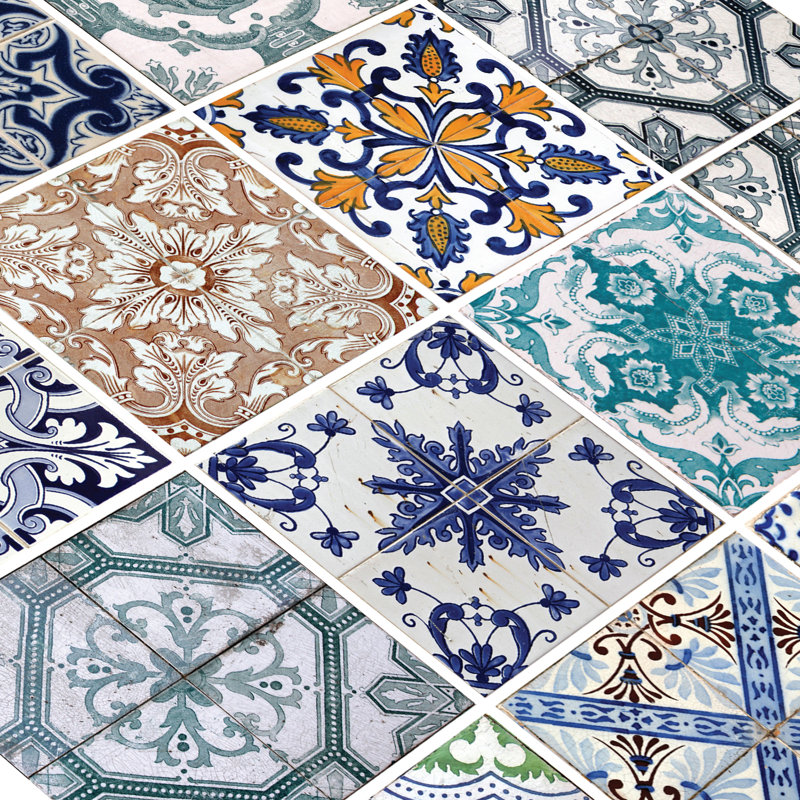 Décalcomanie murale mosaïque, H 24,7 po x l 3,12 po, Bleu/mauve