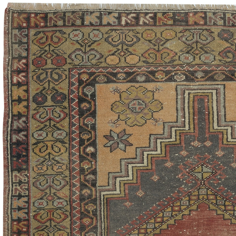 Tapis tribal traditionnel turc, tapis oriental rétro, velours de laine