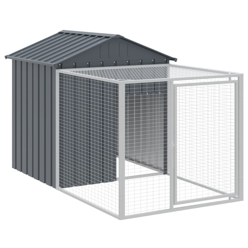 Poulailler avec couloir et grillage Drayten, Gris anthracite, H 48,4 po x l 46,1 po x P 79,1 po