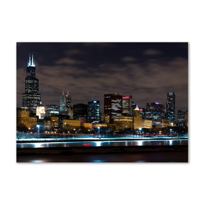 Chicago By Night - Wrapped Canvas Print