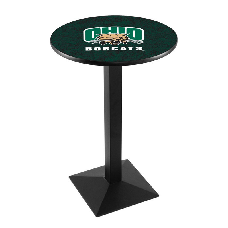 Round Metal Base Dining Table, Black Wrinkle, Ohio University