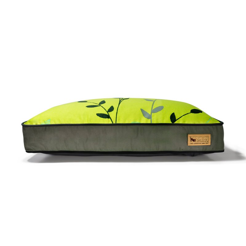 Greenery Rectangular Dog Pillow Bed, Small (28" W x 20" D x 4" H), Pear / Rifle Green