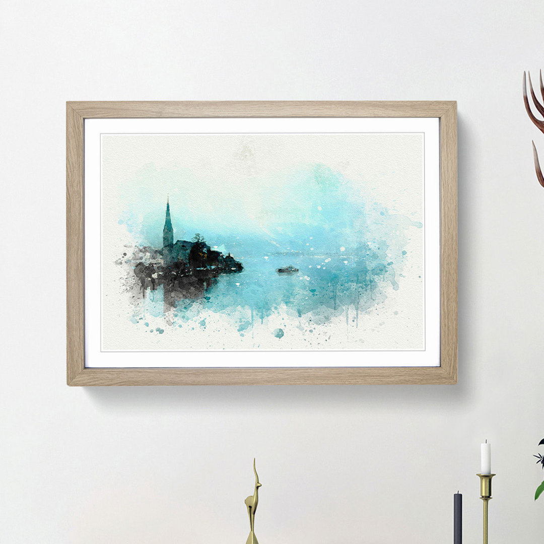 Boat in Hallstatt Austria in Abstract - Picture Frame Graphic Art Print