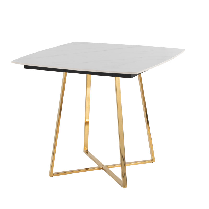 Table de salle à manger Folia, Blanc, Doré