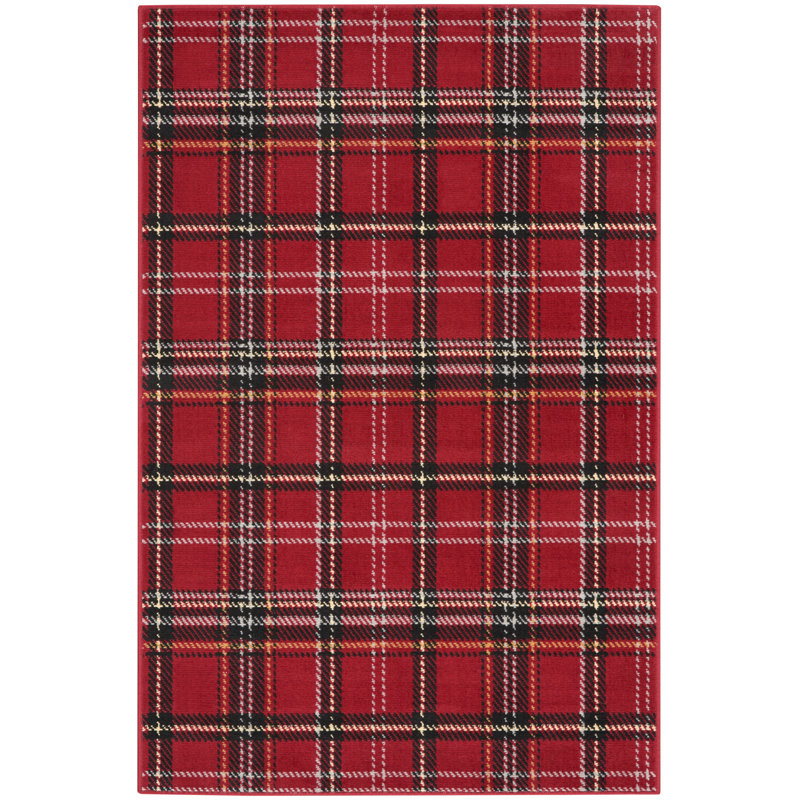 Tapis rouge carreauté Hankinson Prague, Rectangle 3 pi 9 po x 5 pi 9 po