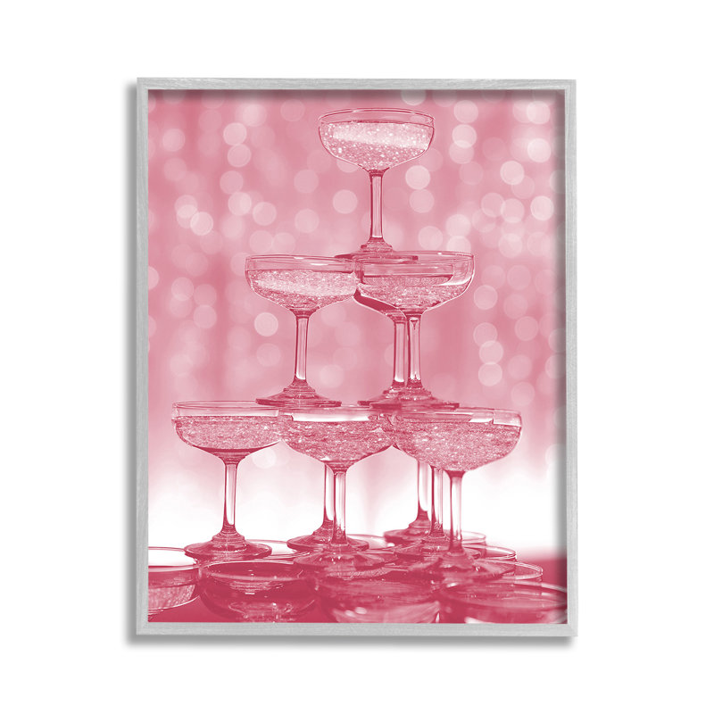 Rose, verres empilés, giclée d'art par Lil'irl, Estampe numérique Farmhouse, H 14 po x l 11 po