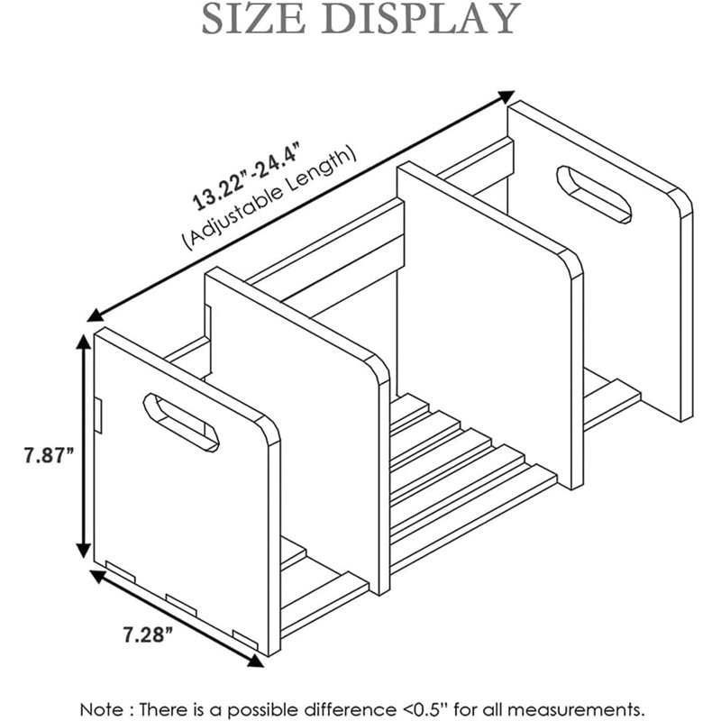 Étagère de bureau extensible avec étagère de rangement de bureau et de rangement pour fournitures de bureau, cuisine et salle de bain (brun, 13,2 po à 24,4 po)