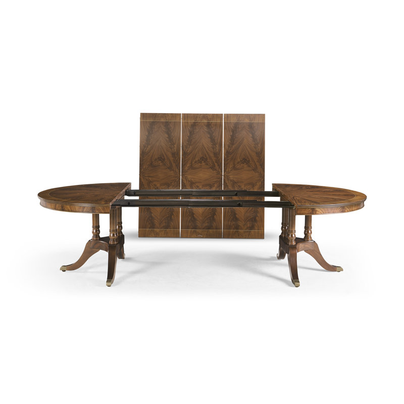 Round Mahogany Dining Table Opens To 10 Feet  Seats 12