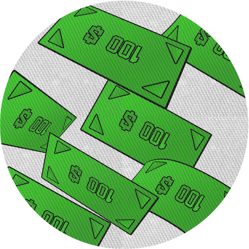 Tapis vert/crème tissé à la machine, Rond 6 pi