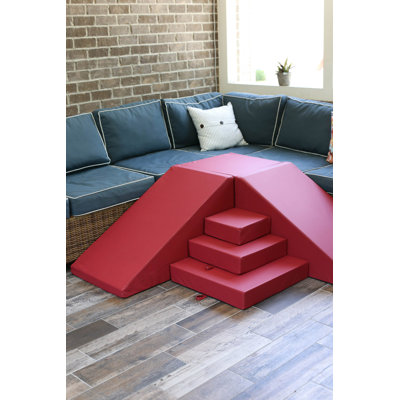 Corner Climber 6 Piece Playroom Playset in Crimson Colored Enhanced Fabric