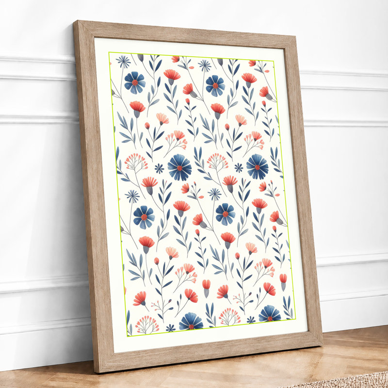 Wildflower Scatter Botanical - Framed Print, A1 - 84.1 x 59.4 cm, Oak